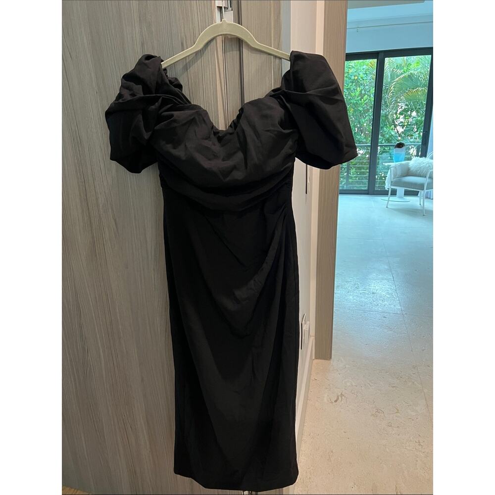 NWT REVOLVE Australia SHOWPO Lohan black midi with puff sleeves body con US 16 - Picture 4 of 11